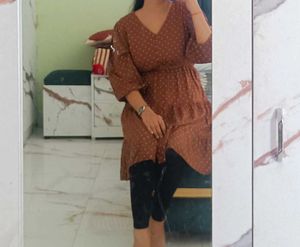Polka Dot Brown Midi Dress