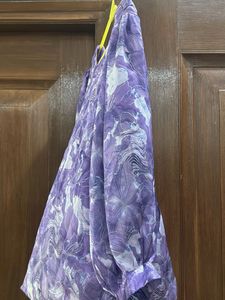 Purple Floral Print Puff Sleeve Top