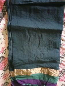 Elegant Dark Green Saree with Gold Border