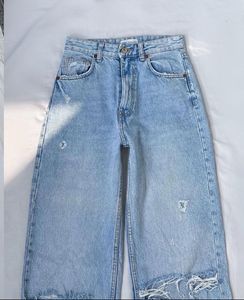 Light Wash Distressed Wide Leg Jeans