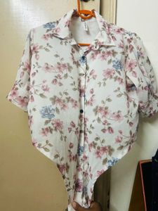 womens cute floral fish cut top