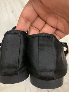 Black Ballet Flats with Buckle Strap