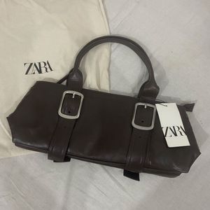 ZARA Elongated Chocolate Brown Shoulder Bag