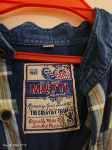 Men's Blue Plaid Denim Shirt