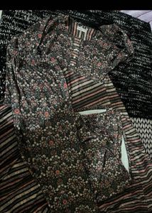 Boho Floral Print woollen Kurta Set