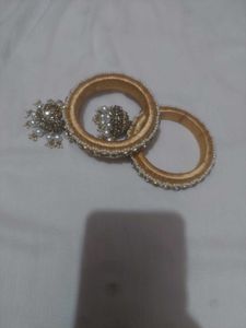Elegant Gold Bangles with Pearl Charms