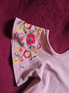 Floral Embroidered Cold Shoulder Top