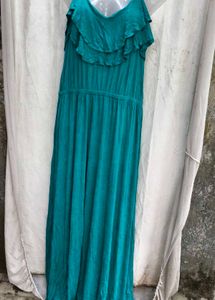 I. Teal Ruffle Maxi Dress