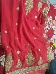 Red Embroidered Georgette Saree