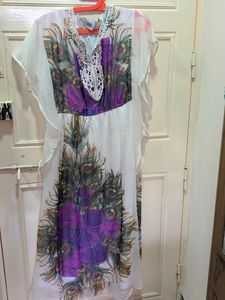 Vero Moda Peacock Print Kaftan Dress