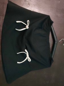 shein Black Skater Skirt with White Drawstrings