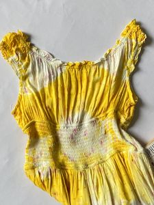 Sunny Yellow Tie-Dye Summer Dress