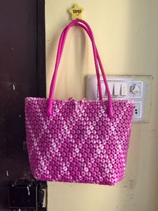 Handmade Pink &amp; White Tote Bag