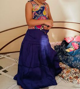 Purple Embroidery Choli with Satin skirt