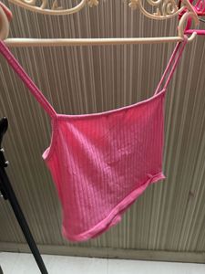 SHEIN Pink Ribbed "Babe" Crop Top