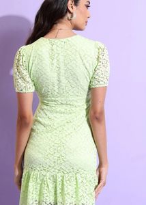 Tokyo Talkies Lime Green Lace Mini Dress