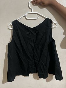 Stylish Black Sleeveless waist Top