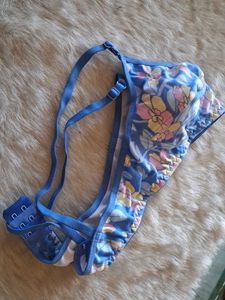 Floral Print Blue Bra