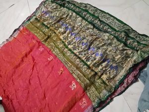 Beautiful Pink Saree with Golden Border
