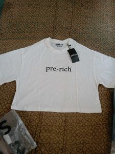 Branded"pre-rich" Crop Baggy Top