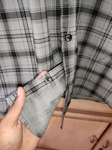 DX Shirts Men's Grey Checkered Shirt | Chest 36 in