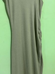 Olive Green Maxi Dress with High Slit