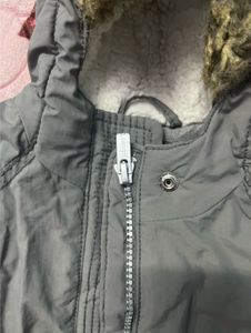 Boy's Grey Fur Hooded Winter Jacket