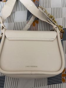 Cream Flap Crossbody Bag with Gold Chain