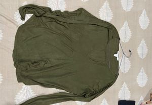 Olive Green Keyhole Neck Top