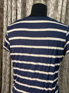 Navy Blue &amp; White Striped T-Shirt