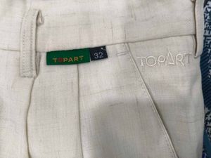 Men's Beige Linen Blend Trousers