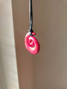 Crimson Red Spiral Pendant Necklace