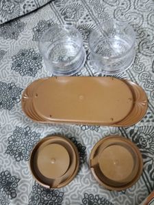 Vintage Wooden Tray with Jars