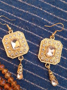 Imported Orange Beaded Necklace &amp; Earring Set