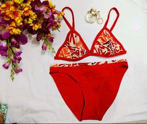 🇳🇿💫💗Red &amp; Patterned Bikini Set