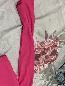 Hot Pink Ribbed Long Sleeve Top