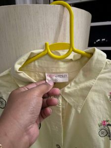 Chic Bicycle Print Button-Down Tunic Top