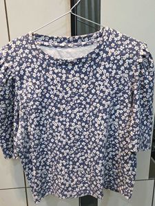 Cute Floral Print Puff Sleeve Top