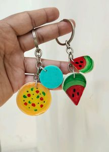 Handmade Funky Food Keychain ( SET OF 2 KECHAINS)