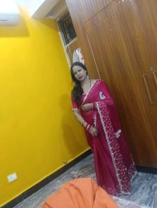 Elegant Red Embroidered Saree