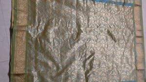 Vibrant Blue Saree with Floral Motif