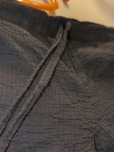 Black ribbed textured pants