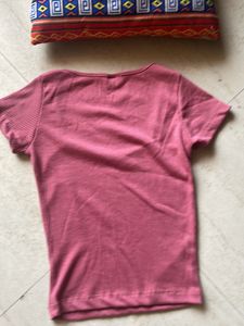 Street Style Store Peach Ribbed Top