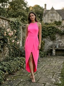 Stunning Hot Pink Halter Neck Dress