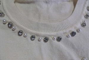 Cream Pearl Embellished Sweater