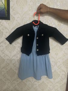Cute Baby Girl Denim Jacket &amp; Dress Set