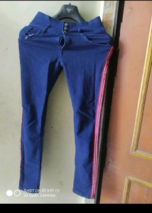 High Waist Jeans Blue Color Lining Jeans