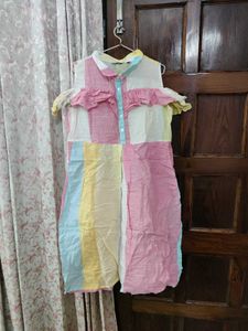Colorful Patchwork Cold Shoulder Dress