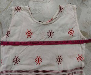 White Kurta Set with Maroon Jacket