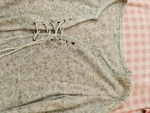 Lace-Up Knit Top